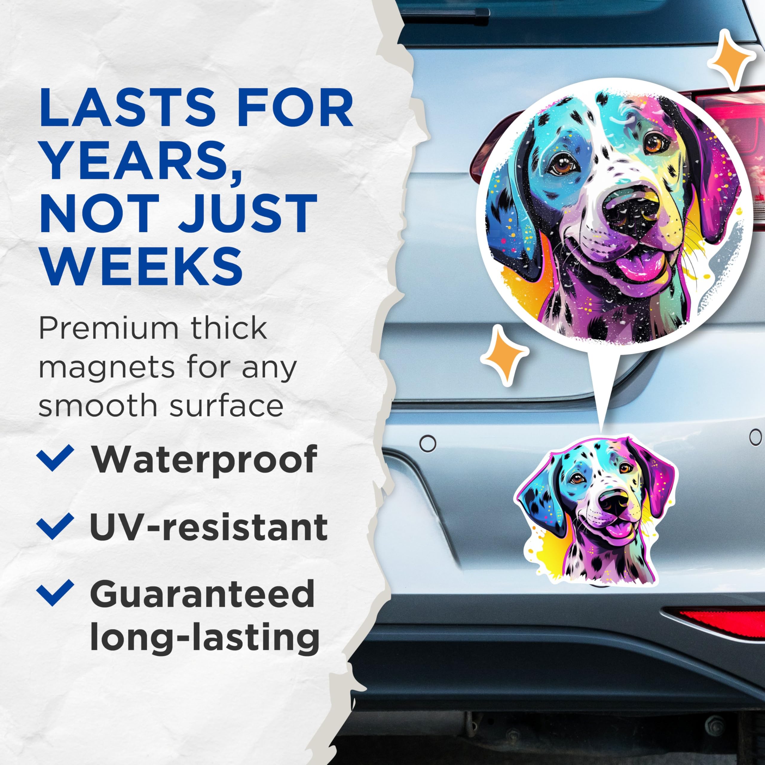 (2 Pack) Dalmatian Dog Breed Magnets - 5 Inches On Longest Side - Choose from Over 100 Dog Breeds - for Cars, Refrigerators, Toolboxes - Made in USA - MAG1845