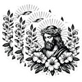(3 Pack) Jesus Christ Decals - Floral Crown Decal - Religious Laptop Decals - 3 Inches On Longest Side - Easy Peel & Apply - Made in USA - 3MCS6080
