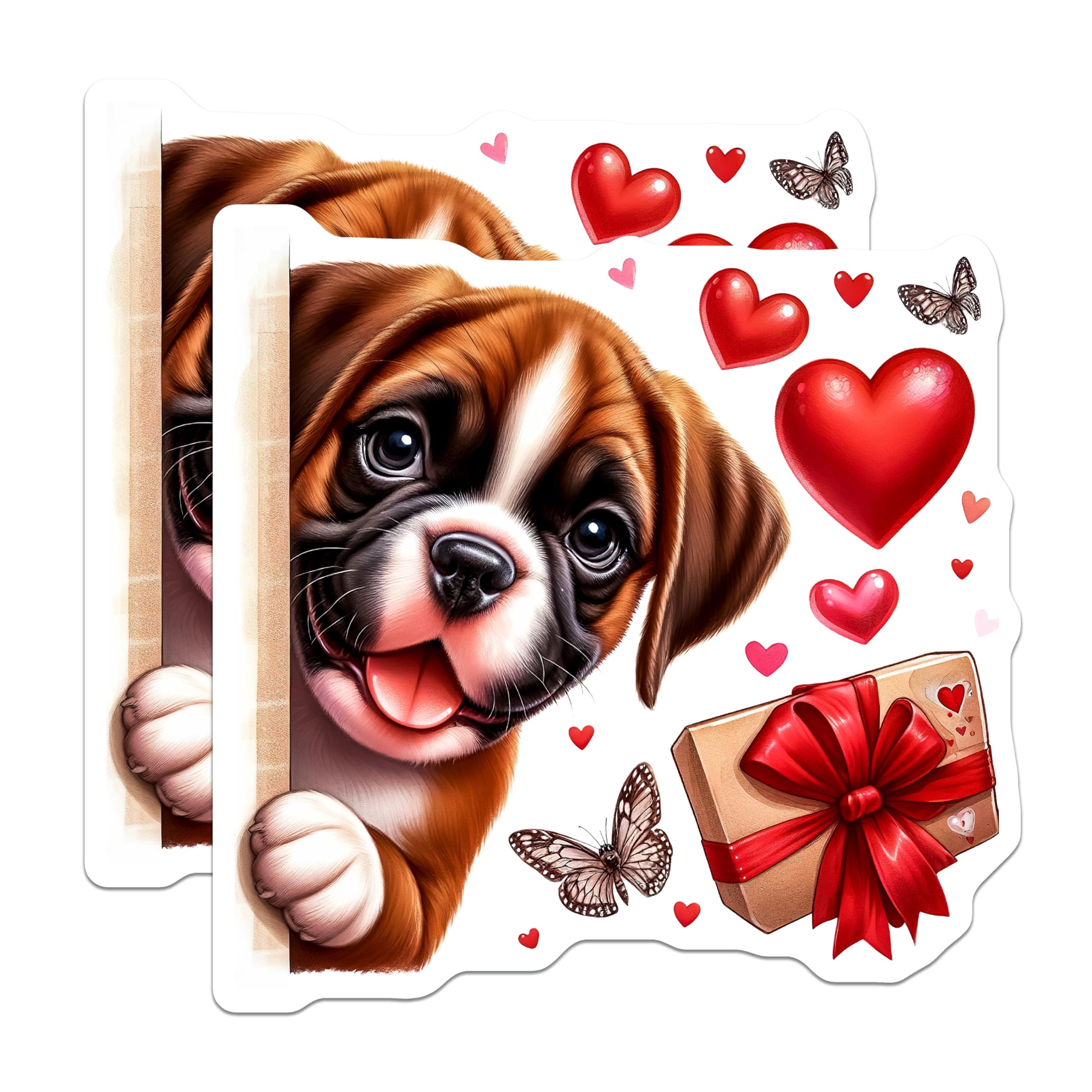 (2 Pack) Boxer Dog Magnets - Valentine Hearts - Puppy Lover Decor - 5" On Longest Side - Premium Magnet - for Cars, Refrigerators, Toolboxes, Lockers - Made in USA - MAG15446