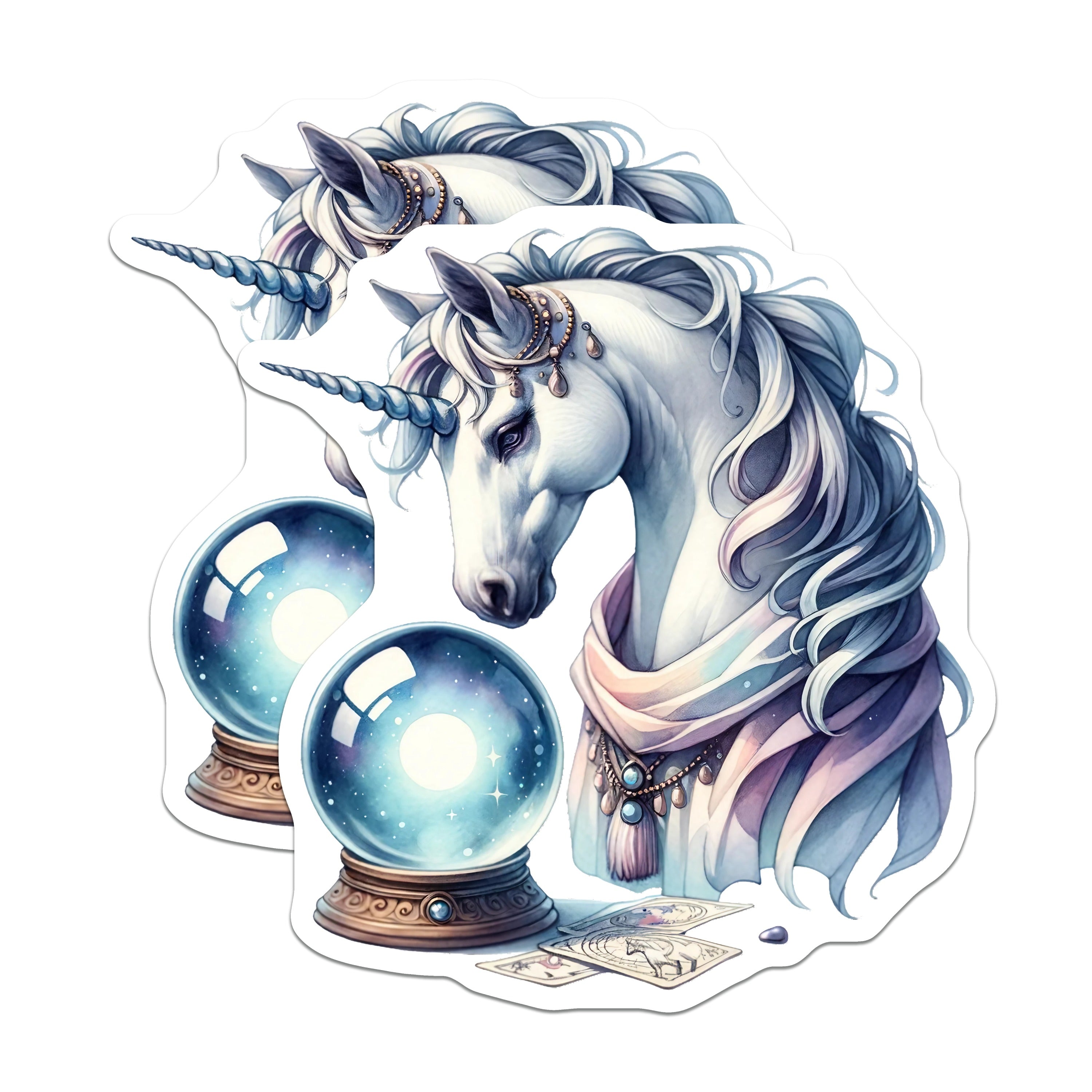 (2 Pack) Unicorn Crystal Ball Magnets - Mystical Fantasy Spiritual Art Decor - Witchy Tarot Reader Collectible - 5 Inches On Longest Side - Thick Durable Magnet - Made in USA - MAG37554