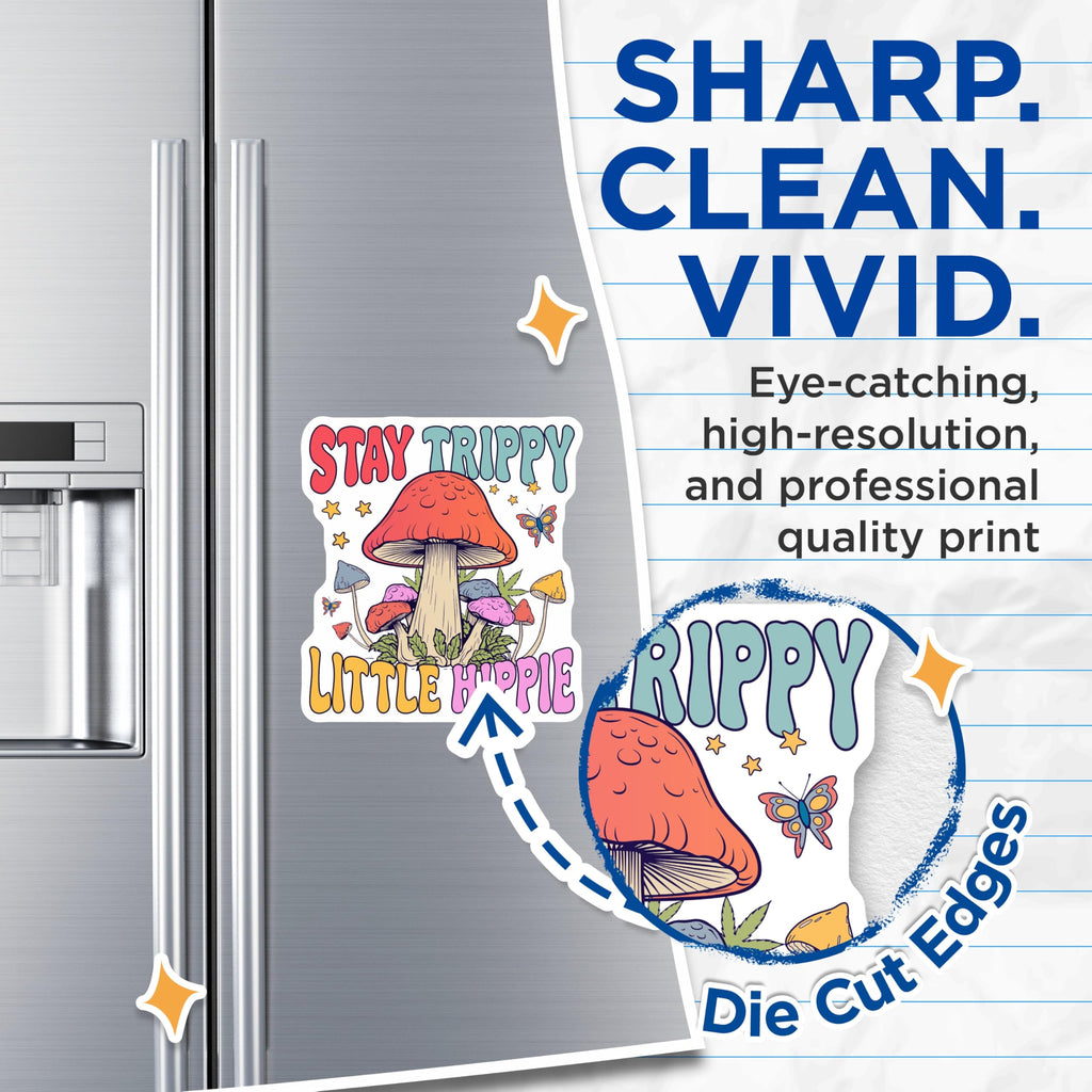 (2 Pack) Trippy Mushroom Magnets - Little Hippie Decor - Psychedelic Fridge Magnets - 5" On Longest Side - Premium Magnet - for Cars, Refrigerators, Toolboxes, Lockers - Made in USA - MAG17891