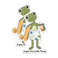 (2 Pack) Cute Frog Stickers - Animal Character - Enjoy The Little Things Sticker - 5" On Longest Side - Sticks to Smooth Flat Surfaces - Made in USA - BMCS6628