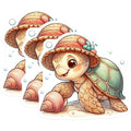 (3 Pack) Turtle with Hat Decals - Cute Turtle Art - Laptop Decals - 3 Inches On Longest Side - Easy Peel & Apply - Made in USA - 3MCS0086