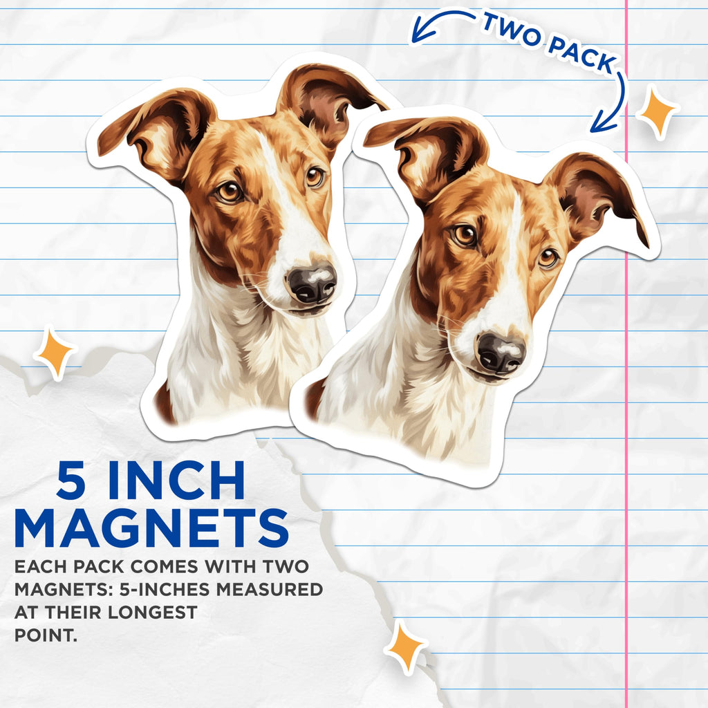 (2 Pack) Jack Russell Terrier Magnets - Dog Lover Decor - Canine Breed Art - Pet Refrigerator Accessory - 5 Inches On Longest Side - Thick Durable Magnet - Made in USA - MAG23364