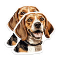 (2 Pack) Happy Beagle Dog Magnets - Adorable Tri Color Beagle Art - Pet Owner Refrigerator Locker Office Accessory - 5 Inches On Longest Side - Thick Durable Magnet - Made in USA - MAG30025