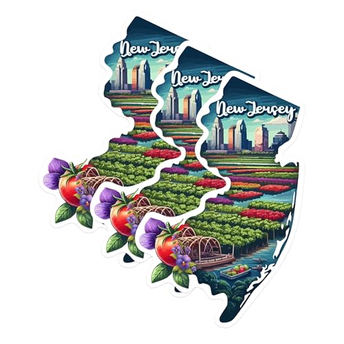 (3 Pack) New Jersey Decals - State Pride - Laptop Decals - 3 Inches On Longest Side - Easy Peel & Apply - Made in USA - 3MCS0151