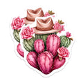 (2 Pack) Cowgirl Cactus Stickers - Western Hat and Flowers Stickers - Pink Cactus Decor - 5" On Longest Side - Sticks to Any Smooth Flat Surface - Made in USA - BMCS3384