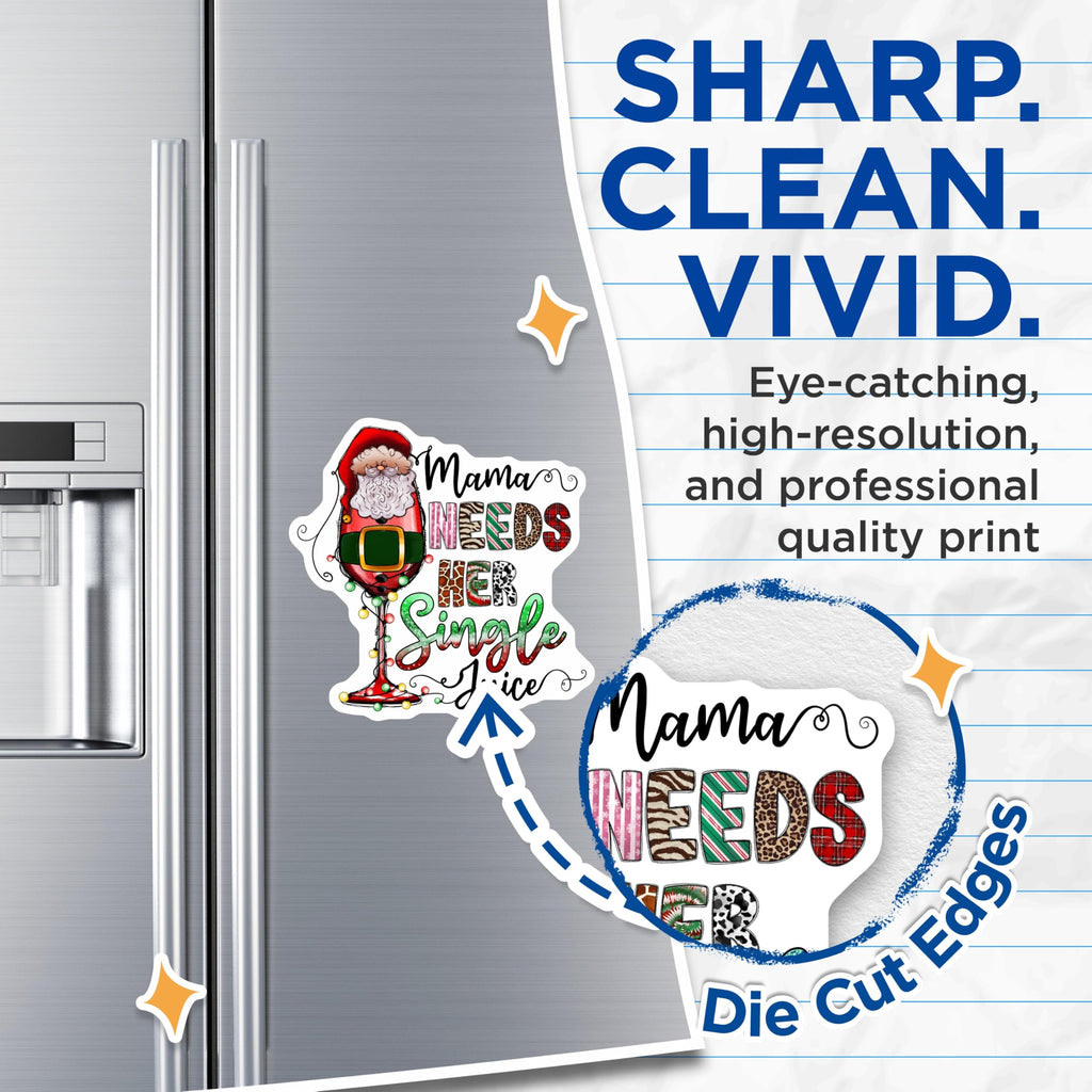 (2 Pack) Mama Needs Her Single Juice Magnets - Funny Christmas - Mom Holiday Decor - 5 Inches On Longest Side - Thick Durable Magnet - Made in USA - MAG29086