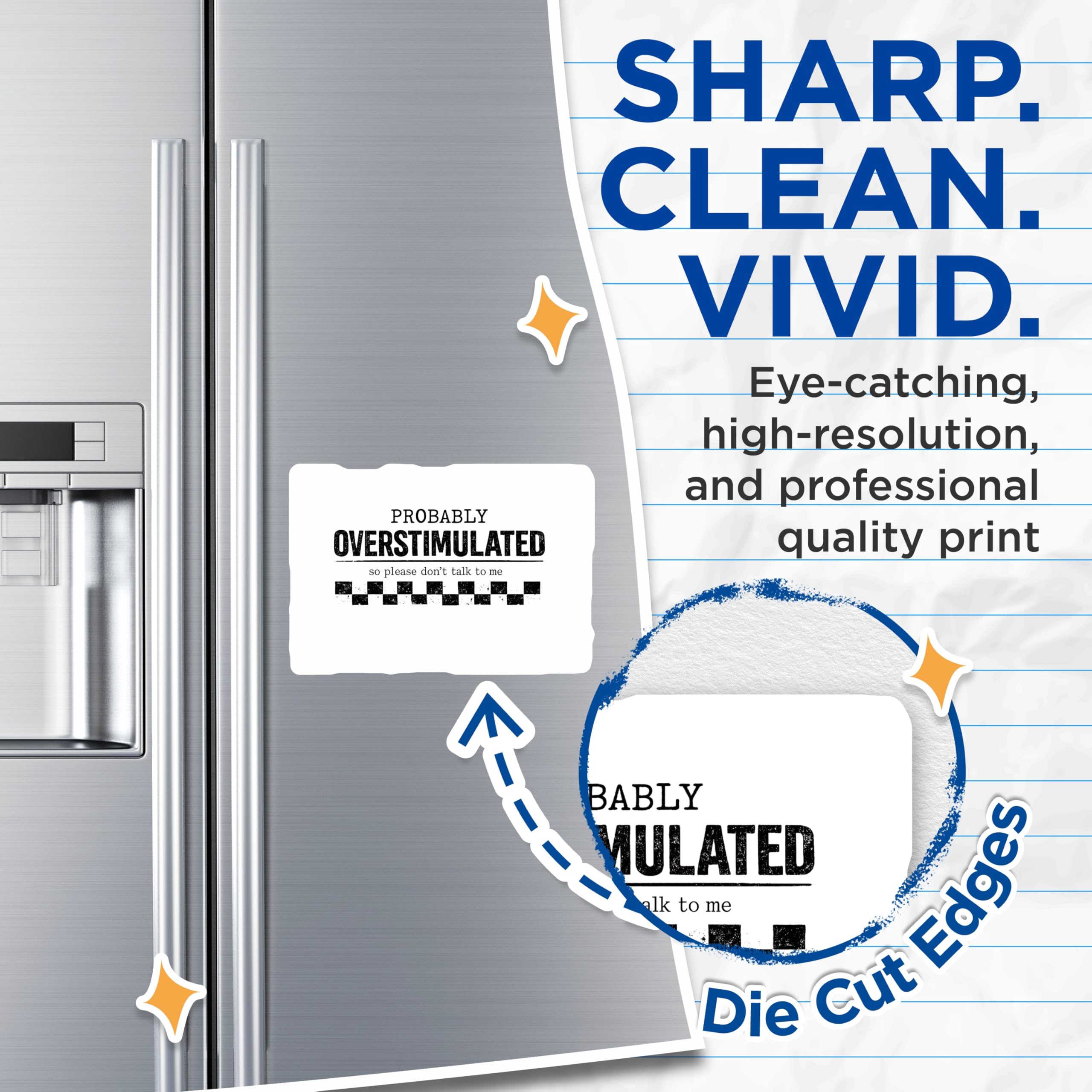 (2 Pack) Overstimulated Magnets - Dont Talk to Me Introvert Humor - Social Anxiety Refrigerator Locker Decal Message - 5 Inches On Longest Side - Thick Durable Magnet - Made in USA - MAG21124