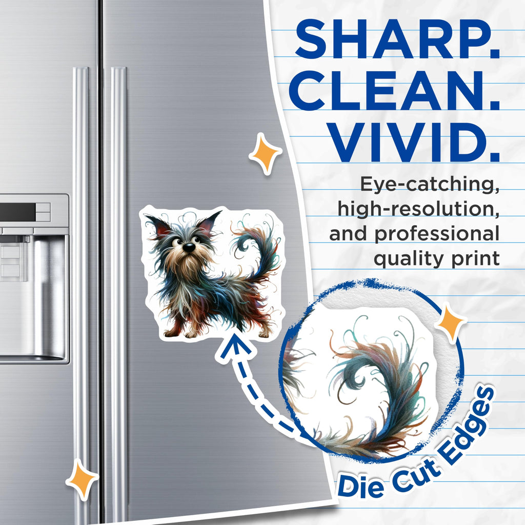 (2 Pack) Shaggy Dog Magnets - Whimsical Pet Art - Dog Mom Refrigerator Locker Decor - 5 Inches On Longest Side - Thick Durable Magnet - Made in USA - MAG27603