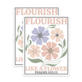 (2 Pack) Floral Flourish Stickers - Flower Bouquet Stickers - Psalms Verse Stickers- 5" On Longest Side - Sticks to Smooth Flat Surfaces - Made in USA - BMCS16935