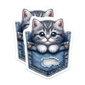 (2 Pack) Kitten in Pocket Magnets - Tabby Cat Decor - Cute Animal Fridge Magnets - 5" On Longest Side - Premium Magnet - for Cars, Refrigerators, Toolboxes, Lockers - Made in USA - MAG16023