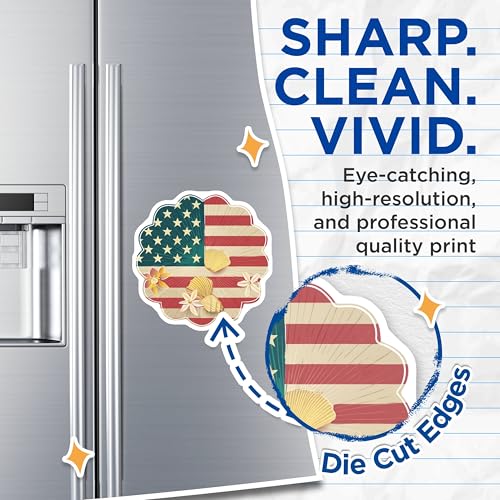 (2 Pack) American Flag Shell Magnets Magnets - Beach Theme - Seaside Decor - 5" On Longest Side - Made in USA - Sticks to Refrigerators & Metal Surfaces - MAG8968