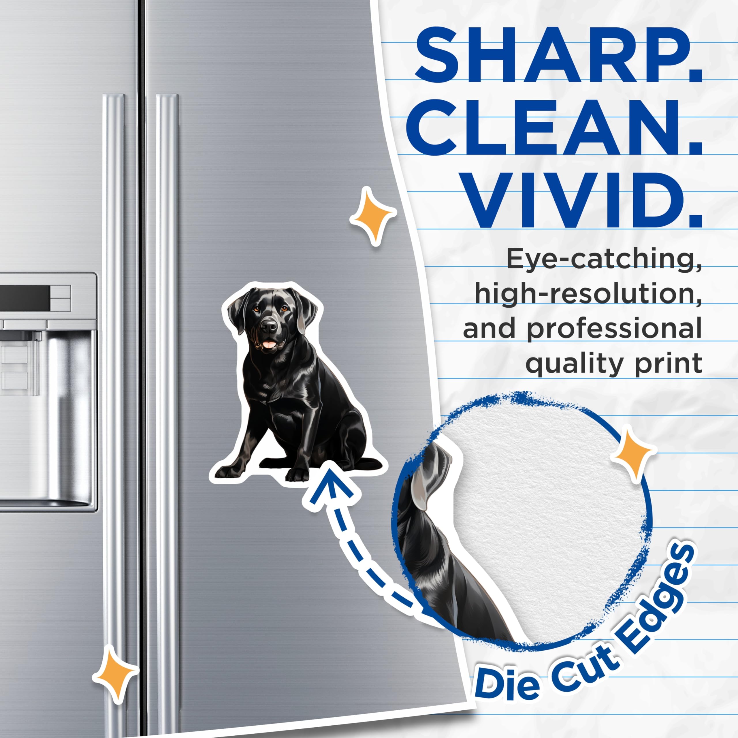 (2 Pack) Black Labrador Dog Magnets - Pet Lover Refrigerator Decor - Canine Companion Home Art - 5 Inches On Longest Side - Thick Durable Magnet - Made in USA - MAG26049