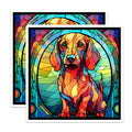 (2 Pack) Dachshund Magnets - Stained Glass Dog Magnet - Sausage Dog Fridge Decor - 5" On Longest Side - Premium Magnet - for Cars, Refrigerators, Toolboxes, Lockers - Made in USA - MAG14180