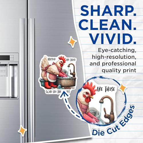 (2 Pack) Blessed Dishes Magnets - Kitchen - Funny Chicken Cleaning - Farmhouse Style - 5" On Longest Side - for Cars, Fridges, Toolboxes - Made in USA - MAG4502