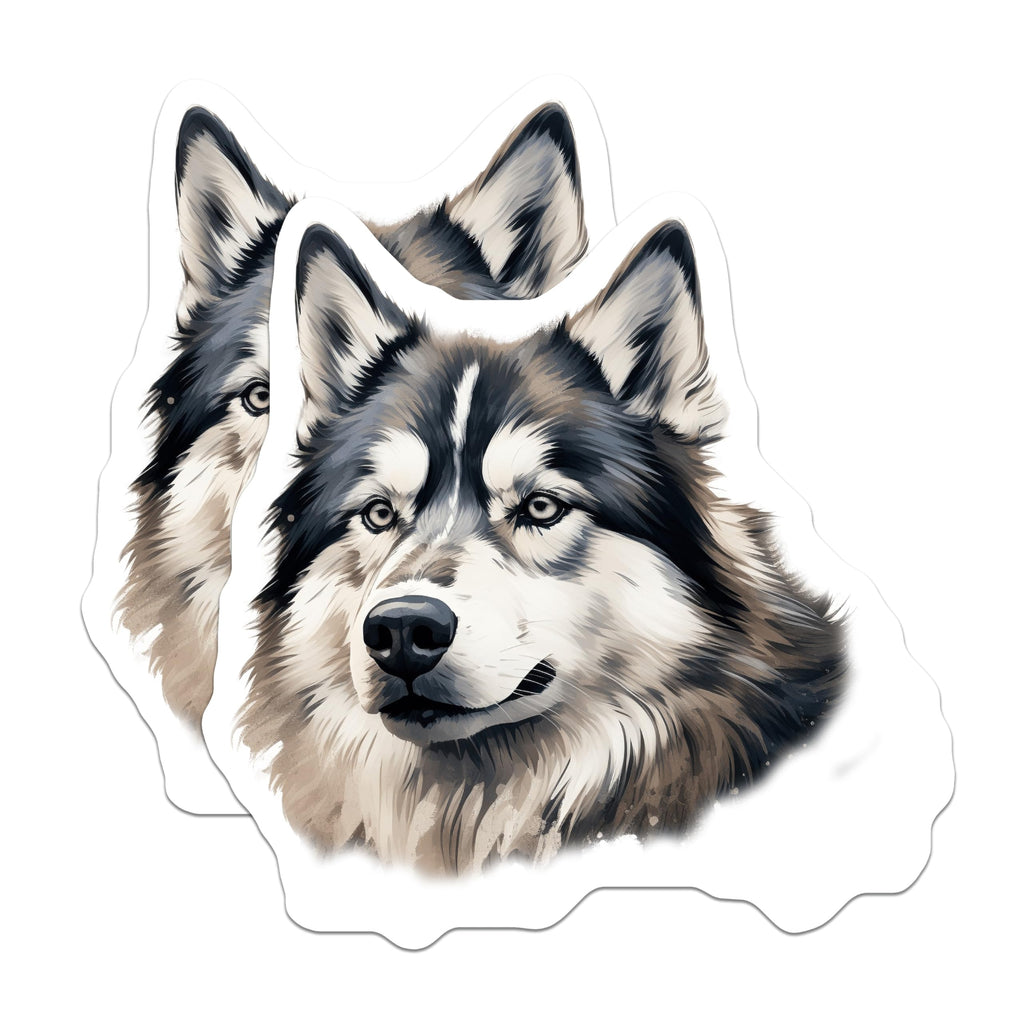 (2 Pack) Husky Dog Magnets - Siberian Husky Art - Pet Parent Refrigerator Accessory - Animal Lover Canine Decor - 5 Inches On Longest Side - Thick Durable Magnet - Made in USA - MAG28036