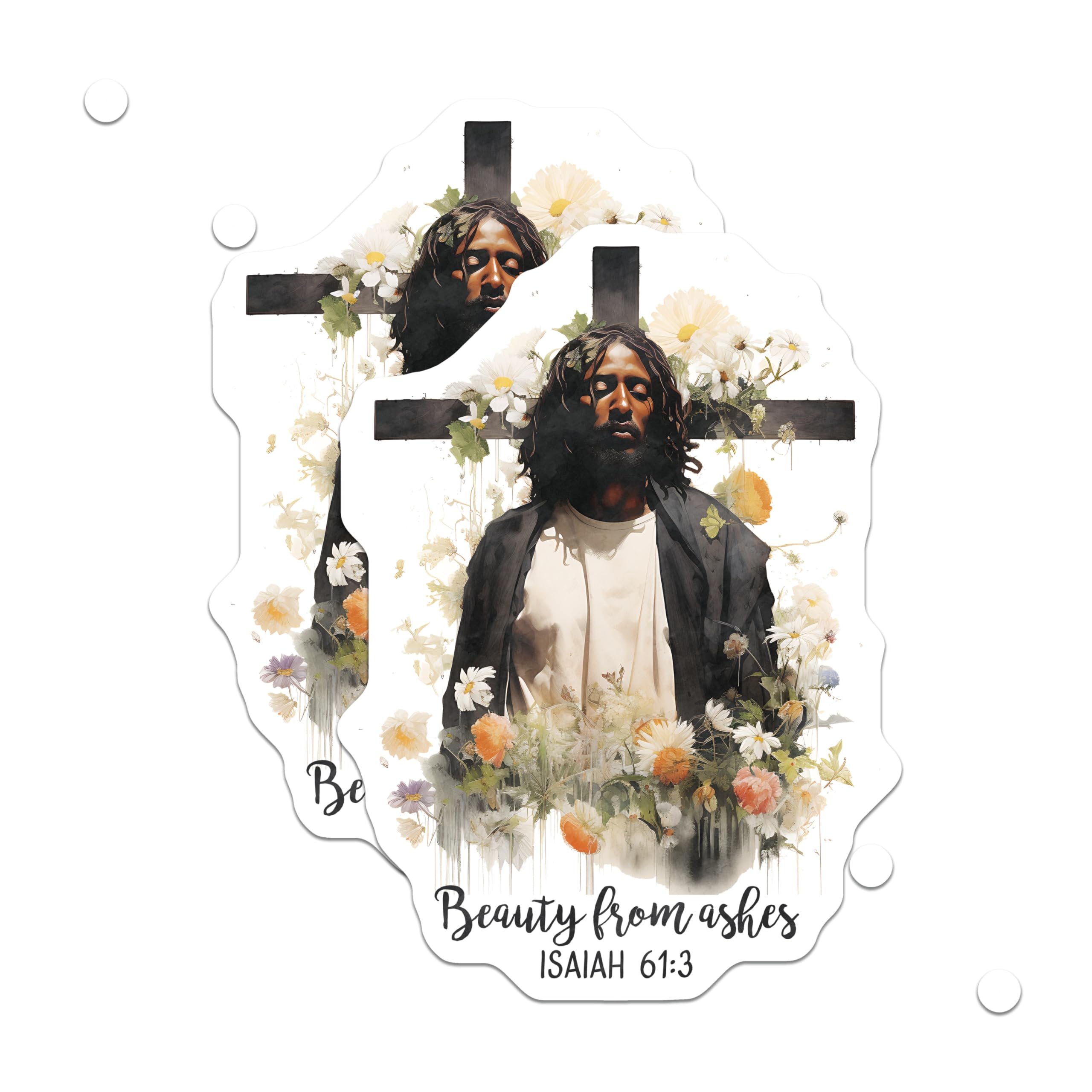(2 Pack) Jesus Christ Magnets - Beauty from Ashes Isaiah 61 3 - Christian Faith Inspirational Decor - 5 Inches On Longest Side - Thick Durable Magnet - Made in USA - MAG21725