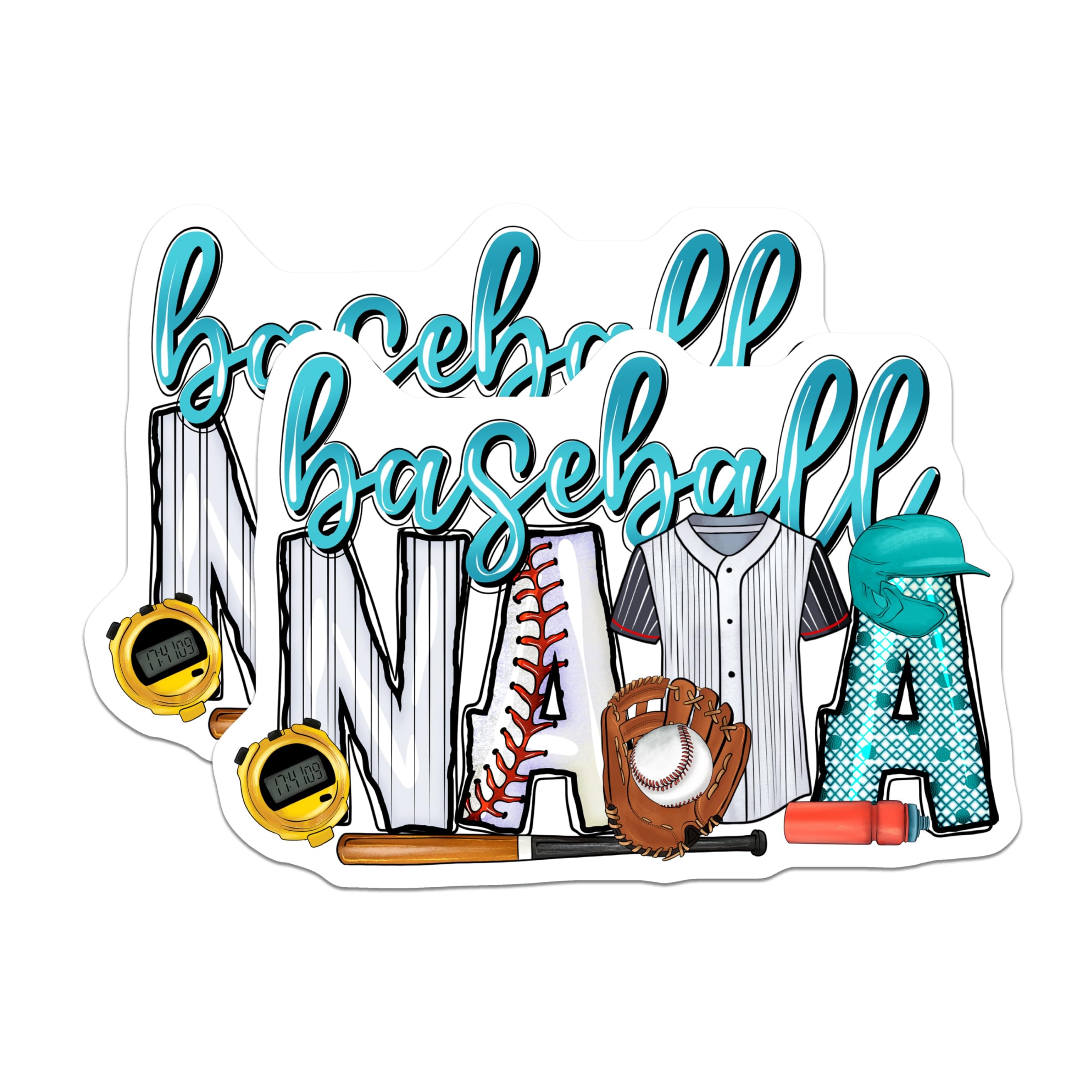 (2 Pack) Baseball Magnets - Sports Fan Refrigerator Decor - Team Player Locker Accessories - 5 Inches On Longest Side - Thick Durable Magnet - Made in USA - MAG24104