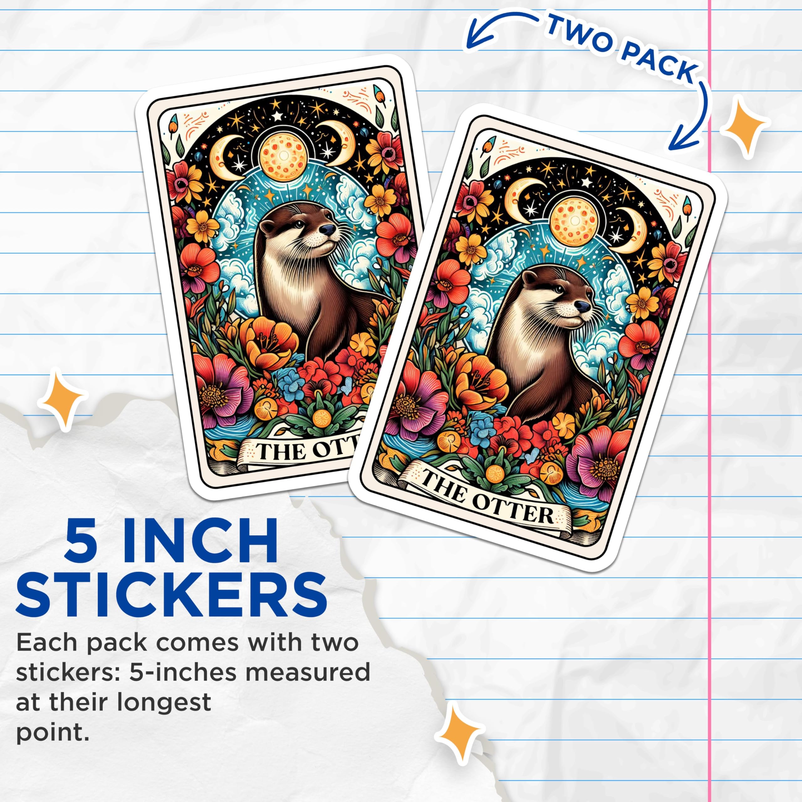 (2 Pack) Otter Stickers - Animal Art Stickers - Vibrant Wildlife Stickers - 5" On Longest Side - Sticks to Smooth Flat Surfaces - Made in USA - BMCS4477