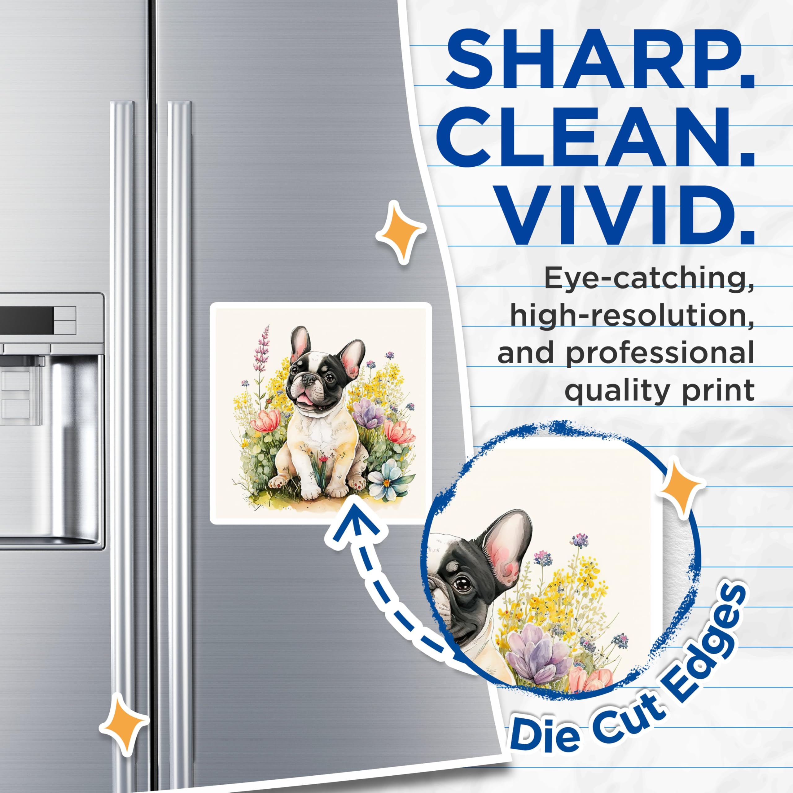 (2 Pack) French Bulldog Magnets - Cute Dog Breed Decor - Floral Art Refrigerator Magnets - 5" On Longest Side - Premium Magnet - for Cars, Refrigerators, Toolboxes, Lockers - Made in USA - MAG14011