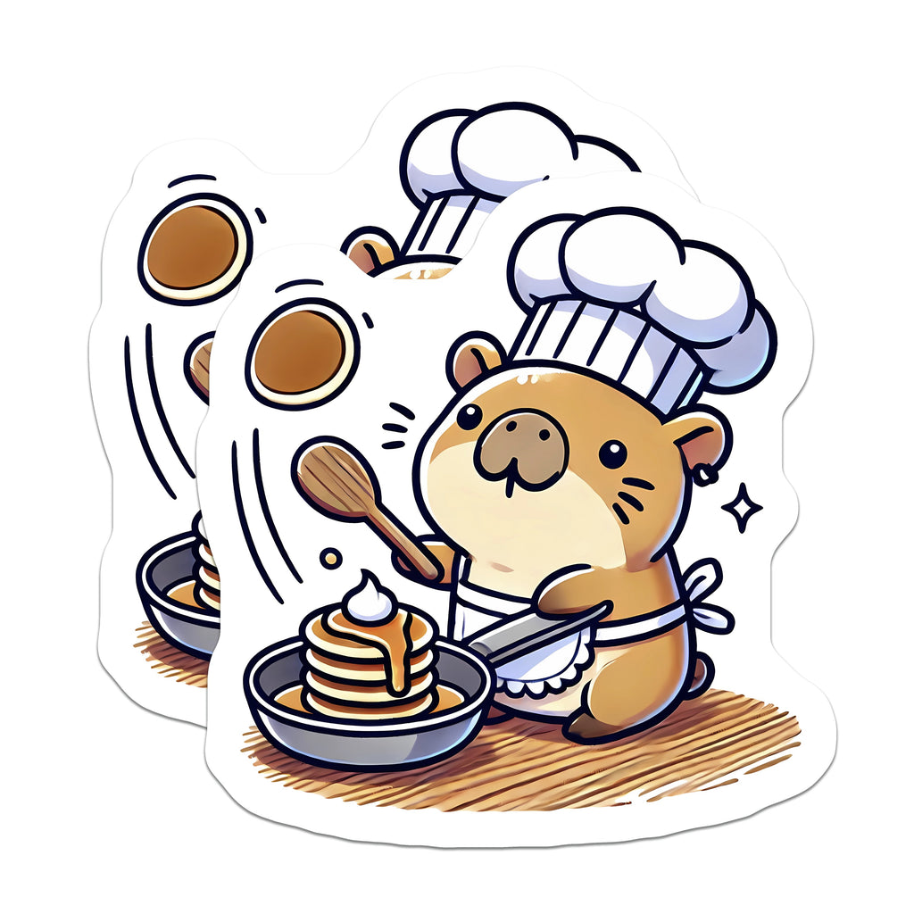 (2 Pack) Chef Hamster Magnets - Cute Guinea Pig Pancake Lover - Kawaii Animal Fridge Decor - Kitchen Baker Foodie Accessory - 5 Inches On Longest Side - Thick Durable Magnet - Made in USA - MAG37597