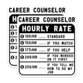 (2 Pack) Career Counselor Stickers - Hourly Rate Humor - Office Decor Sticker Pack - 5" On Longest Side - Sticks to Smooth Flat Surfaces - Made in USA - BMCS4925