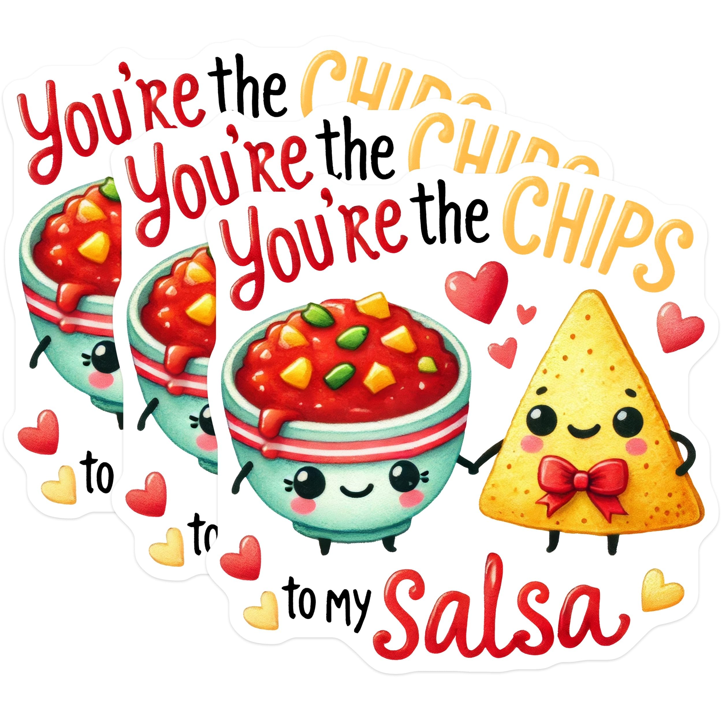 (3 Pack) Chips and Salsa Decals - Food Lover Decor - Kawaii Stickers - 3 Inches On Longest Side - Easy Peel & Apply - Made in USA - 3MCS2173