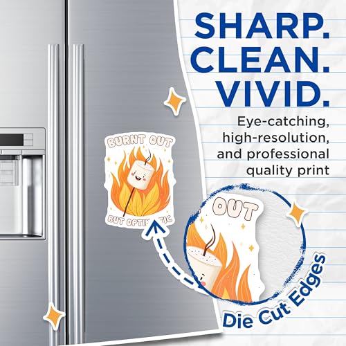 (2 Pack) Burnt Out But Optimistic Magnets - Cute Marshmallow Magnets - Humorous Inspirational Magnets - 5" On Longest Side - for Cars, Refrigerators, Toolboxes, Lockers - Made in USA BMCS3316