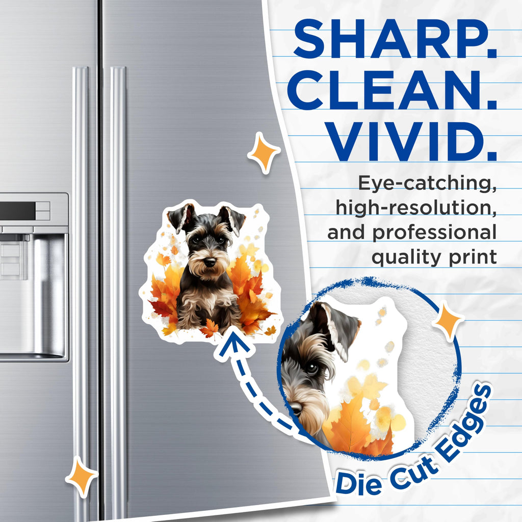 (2 Pack) Schnauzer Dog Magnets - Autumn Leaves Decor - Pet Owner Accessory - 5 Inches On Longest Side - Thick Durable Magnet - Made in USA - MAG26816