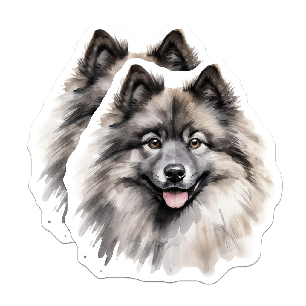 (2 Pack) Happy Keeshond Magnets - Watercolor Pet Art - Dog Mom Refrigerator Magnets - 5 Inches On Longest Side - Thick Durable Magnet - Made in USA - MAG25466