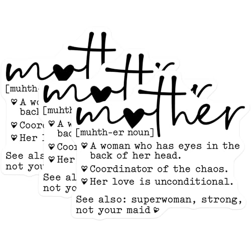 (3 Pack) Mother Definition Decals - Mom Superwoman - Unconditional Love Stickers- 3 Inches On Longest Side - Easy Peel & Apply - Made in USA - 3MCS5806