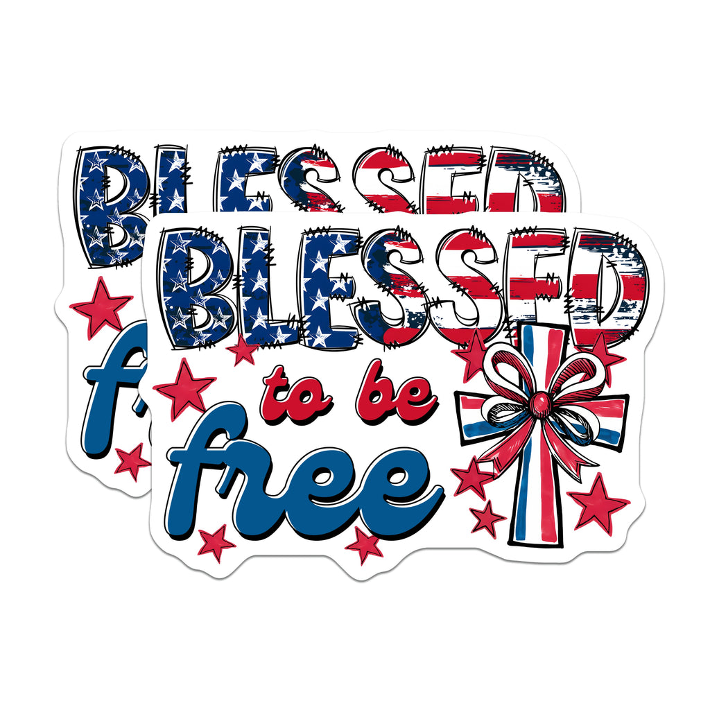 (2 Pack) Blessed to Be Free Magnets - Patriotic Americana - Christian Faith Decor - Fourth of July - Veteran Supporters - 5 Inches On Longest Side - Thick Durable Magnet - Made in USA - MAG39489