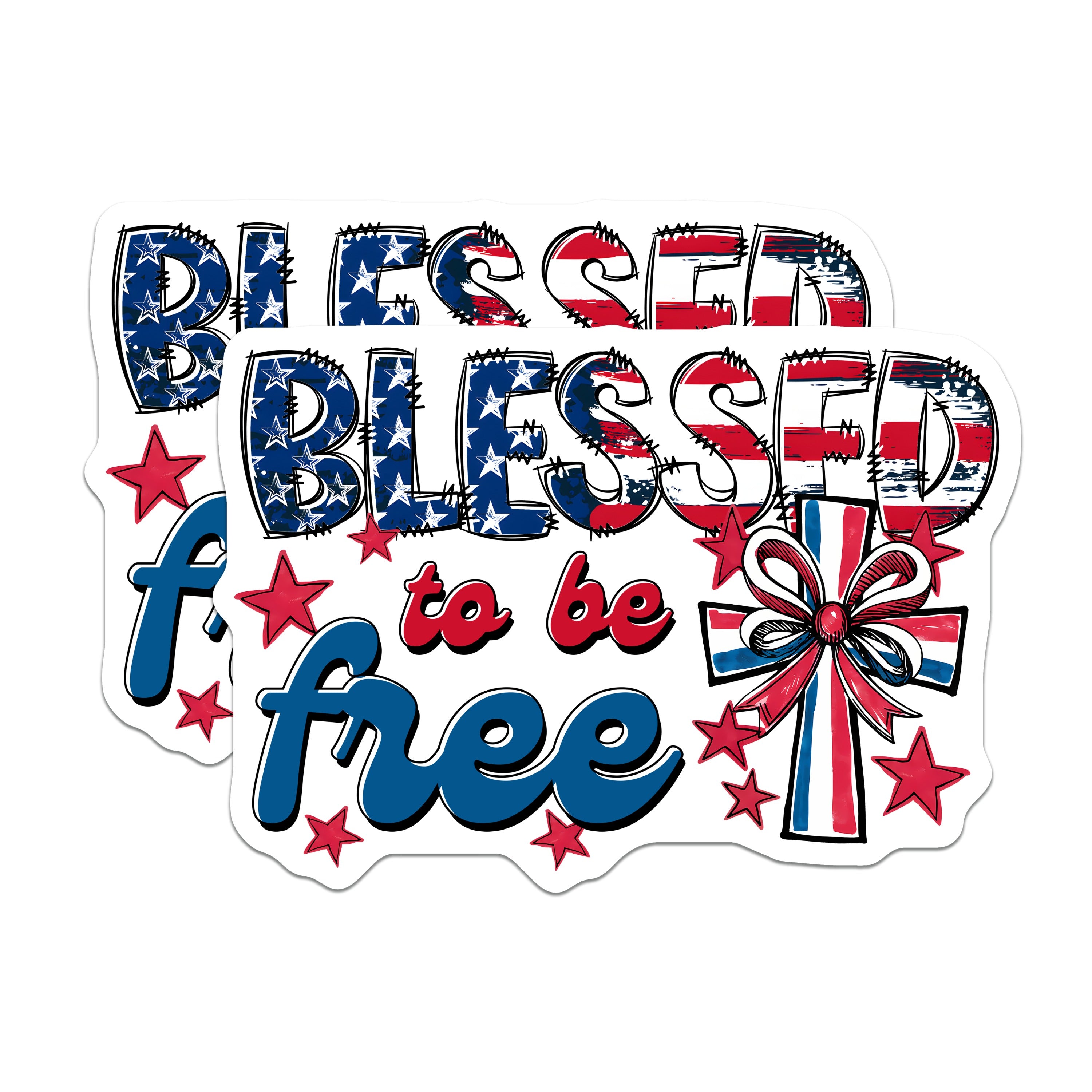 (2 Pack) Blessed to Be Free Magnets - Patriotic Americana - Christian Faith Decor - Fourth of July - Veteran Supporters - 5 Inches On Longest Side - Thick Durable Magnet - Made in USA - MAG39489