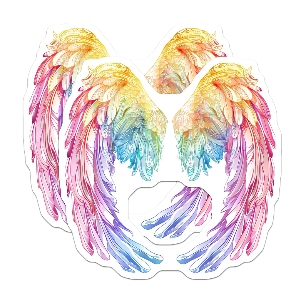 (2 Pack) Rainbow Angel Wings Magnets - Colorful Ethereal Feather Art - Spiritual Boho Aesthetic Decor - 5 Inches On Longest Side - Thick Durable Magnet - Made in USA - MAG38635
