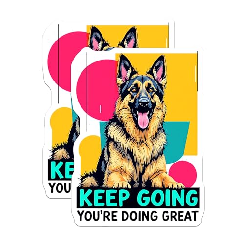 (2 Pack) Motivational Dog Stickers - Inspirational Quote Stickers - German Shepherd Dog Stickers - 5" On Longest Side - Sticks to Smooth Flat Surfaces - Made in USA - BMCS4627