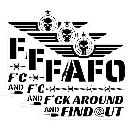 (3 Pack) FA FO Decals - Skull Laptop Decal - Military Inspired Decals - 3 Inches On Longest Side - Easy Peel & Apply - Made in USA - 3MCS4495