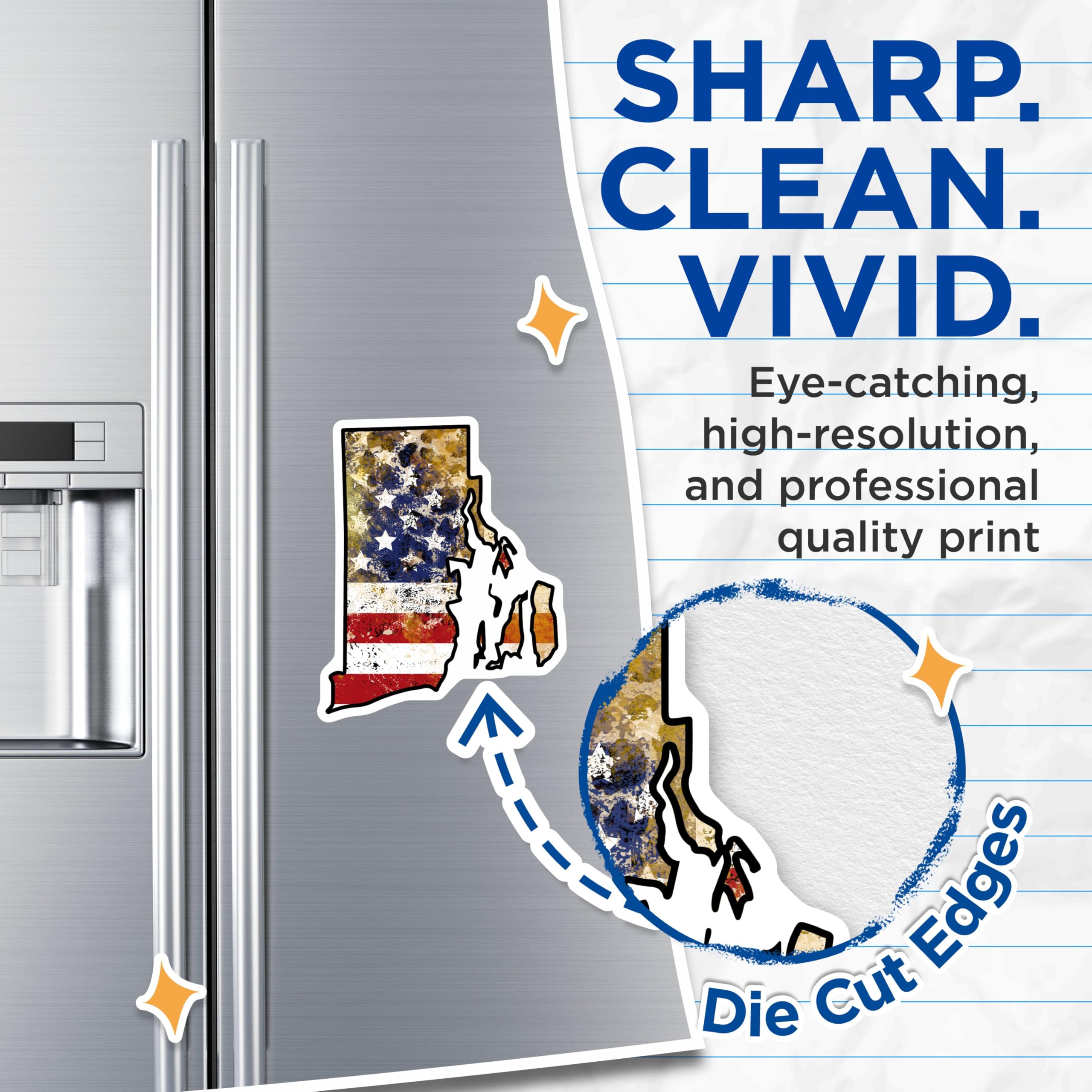 (2 Pack) Rhode Island Magnets - US Flag RI State - Patriotic Fridge Decor - 5" On Longest Side - Premium Magnet - for Cars, Refrigerators, Toolboxes, Lockers - Made in USA - MAG17964