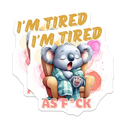 (2 Pack) I'm Tired AF Koala Magnets - Funny Sleepy Koala Decor - Adorable Animal Magnets - 5" On Longest Side - for Cars, Fridges, Toolboxes - Made in USA - MAG7072