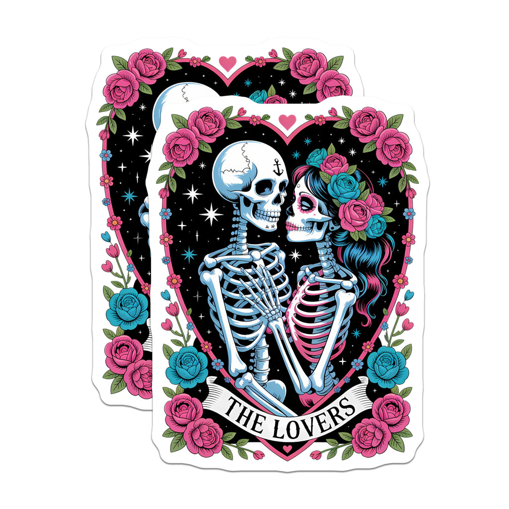 (2 Pack) Skeleton Lovers Magnets - Romantic Sugar Skulls Art - Gothic Day of the Dead Decor - 5 Inches On Longest Side - Thick Durable Magnet - Made in USA - MAG21816