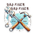 (2 Pack) Dad Fixer of All Things Stickers - Funny Dad Meme Stickers - Father's Day Stickers from Kids - 5" On Longest Side - Sticks to Any Smooth Flat Surface - Made in USA - BMCS2700