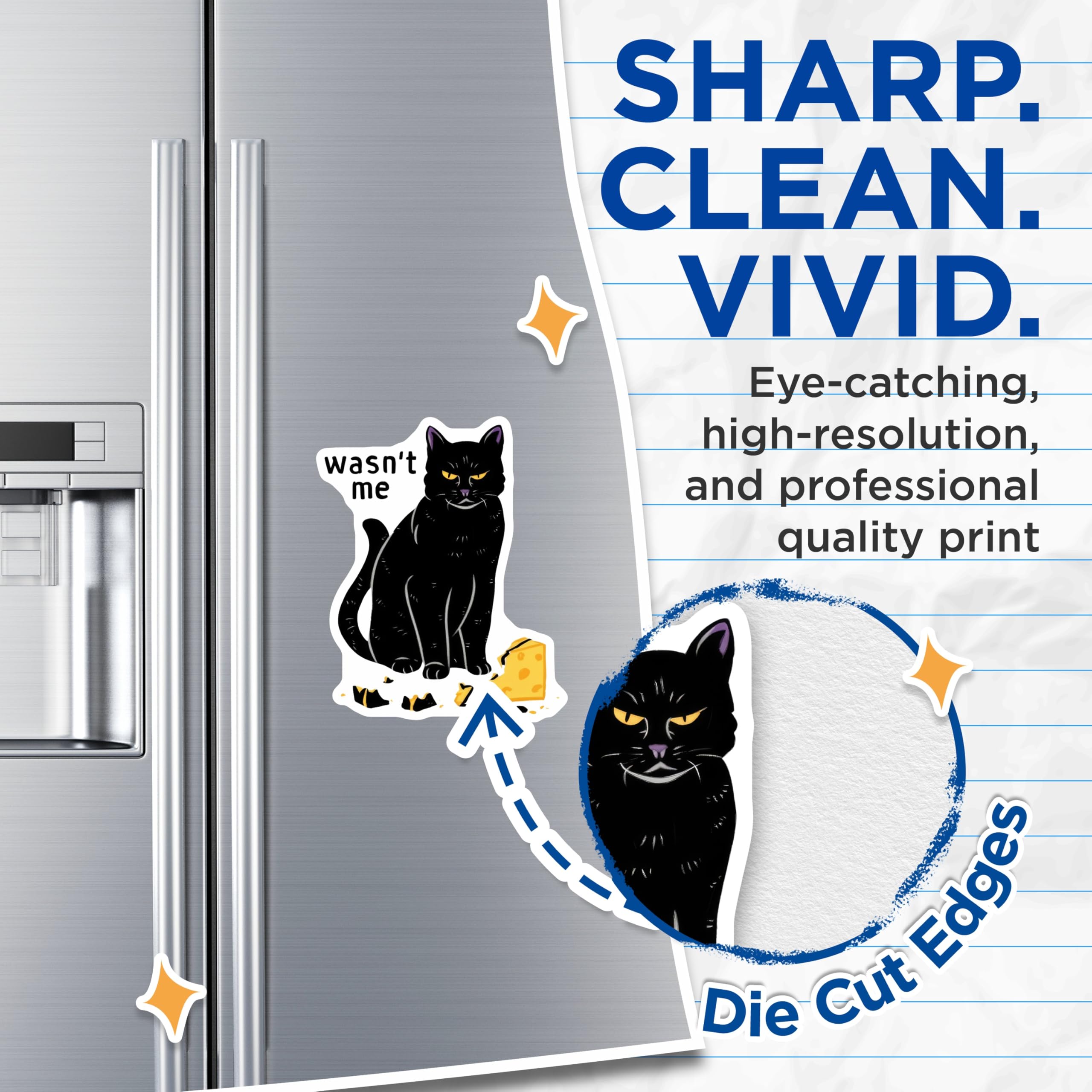 (2 Pack) Black Cat Magnets - Funny Cat - Cheese Humor - 5" On Longest Side - Premium Magnet - for Cars, Refrigerators, Toolboxes, Lockers - Made in USA - MAG16433