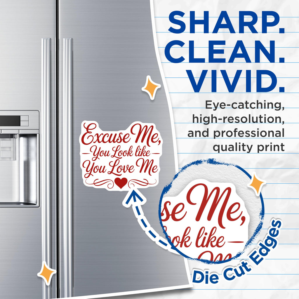 (2 Pack) Excuse Me You Look Like You Love Me Magnets - Cute Flirty Refrigerator Decor - Romantic Saying Locker Accessory - 5 Inches On Longest Side - Thick Durable Magnet - Made in USA - MAG22091
