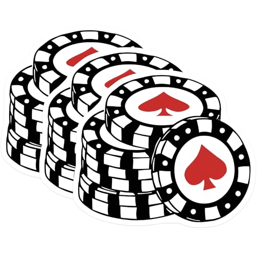 (3 Pack) Poker Chip Decals - Casino Theme - Gaming Decorations- 3 Inches On Longest Side - Easy Peel & Apply - Made in USA - 3MCS5768