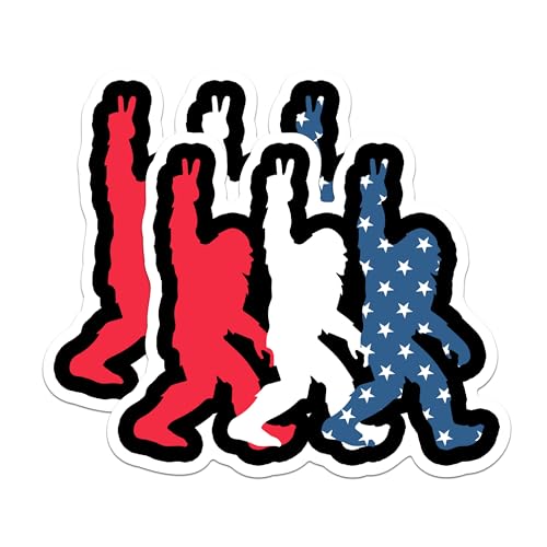 (2 Packs) Sasquatch Red White and Blue Magnets - Bigfoot American Colors USA Pride Magnets - 5 Inches On Longest Side - Premium Magnet - for Fridges, Toolboxes, Cars - Made in USA - MAG2350