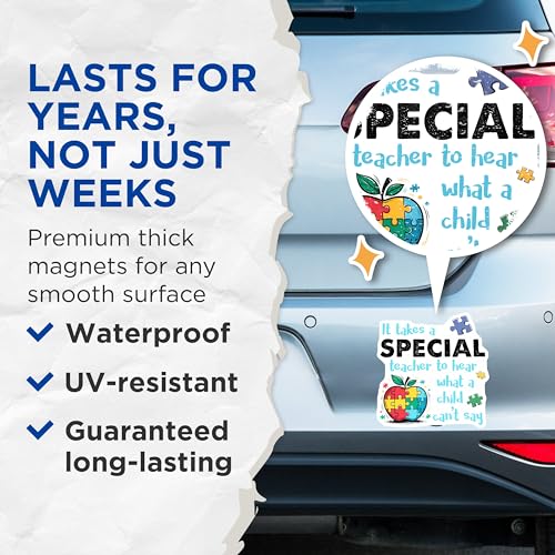 (2 Pack) Special Teacher Magnets Magnets - Hear What A Child Can't Say - Teacher Appreciation Decor - 5" On Longest Side - Made in USA - Sticks to Refrigerators & Metal Surfaces - MAG8424
