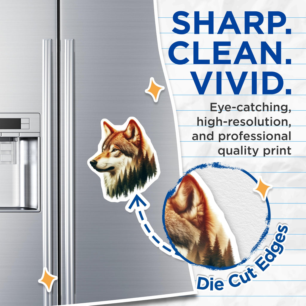 (2 Pack) Wolf Magnets - Forest Animal Decor - Nature Lover Refrigerator Magnets - 5" On Longest Side - Premium Magnet - for Cars, Refrigerators, Toolboxes, Lockers - Made in USA - MAG15509