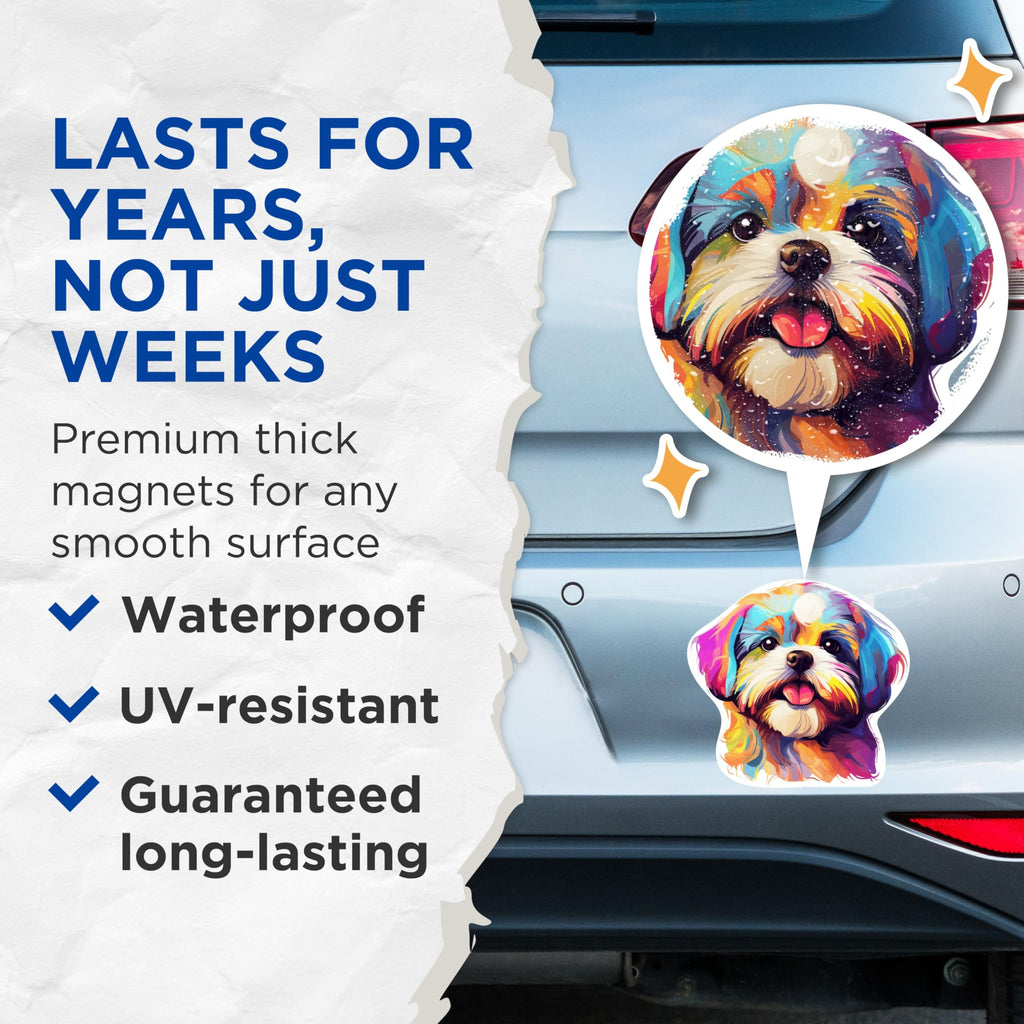 (2 Pack) Shih Tzu Dog Breed Magnets - 5 Inches On Longest Side - Choose from Over 100 Dog Breeds - for Cars, Refrigerators, Toolboxes - Made in USA - MAG1951