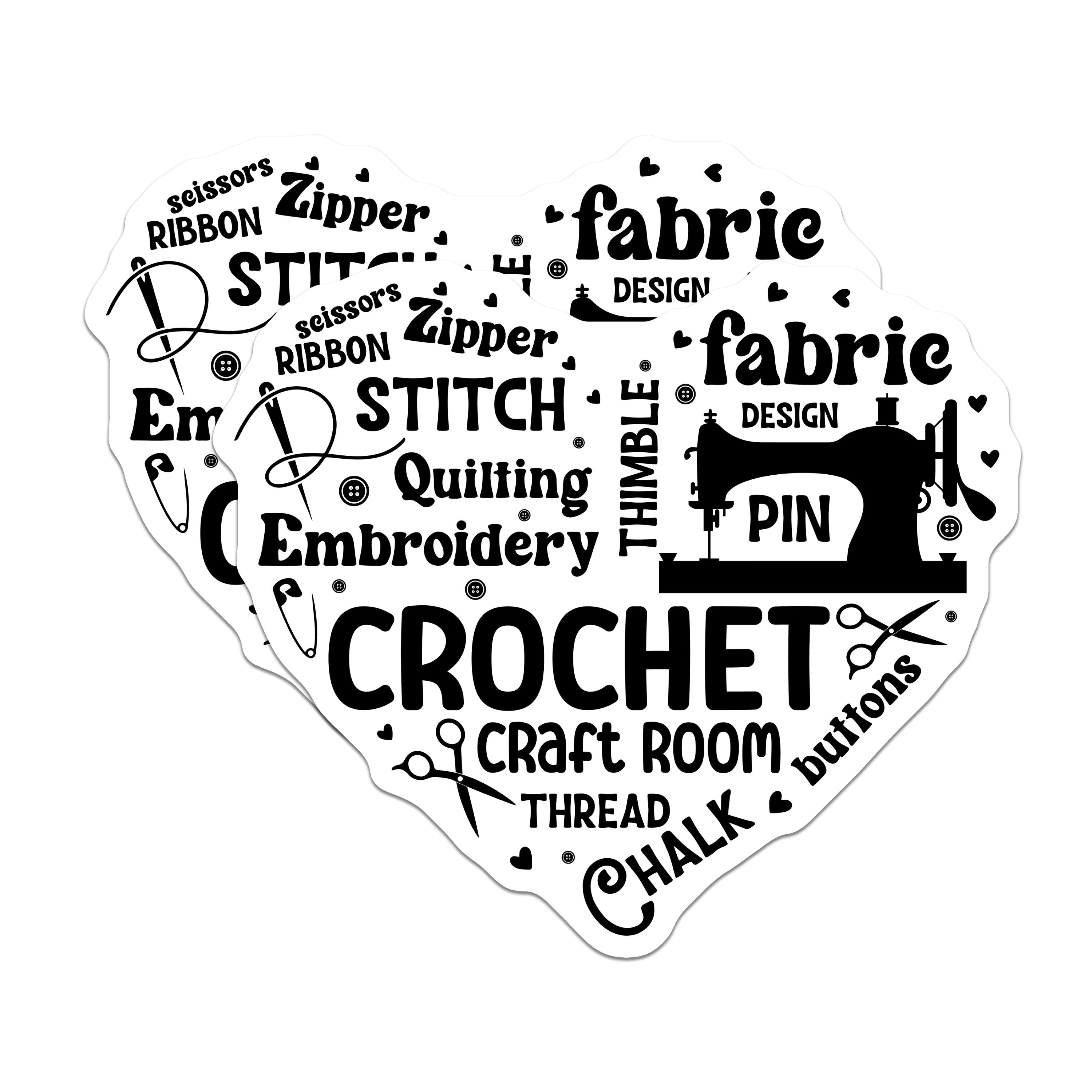 (2 Pack) Crafting Hobby Magnets - Sewing Machine Crochet Quilting Embroidery Crafter Refrigerator Home Decor - 5 Inches On Longest Side - Thick Durable Magnet - Made in USA - MAG36927