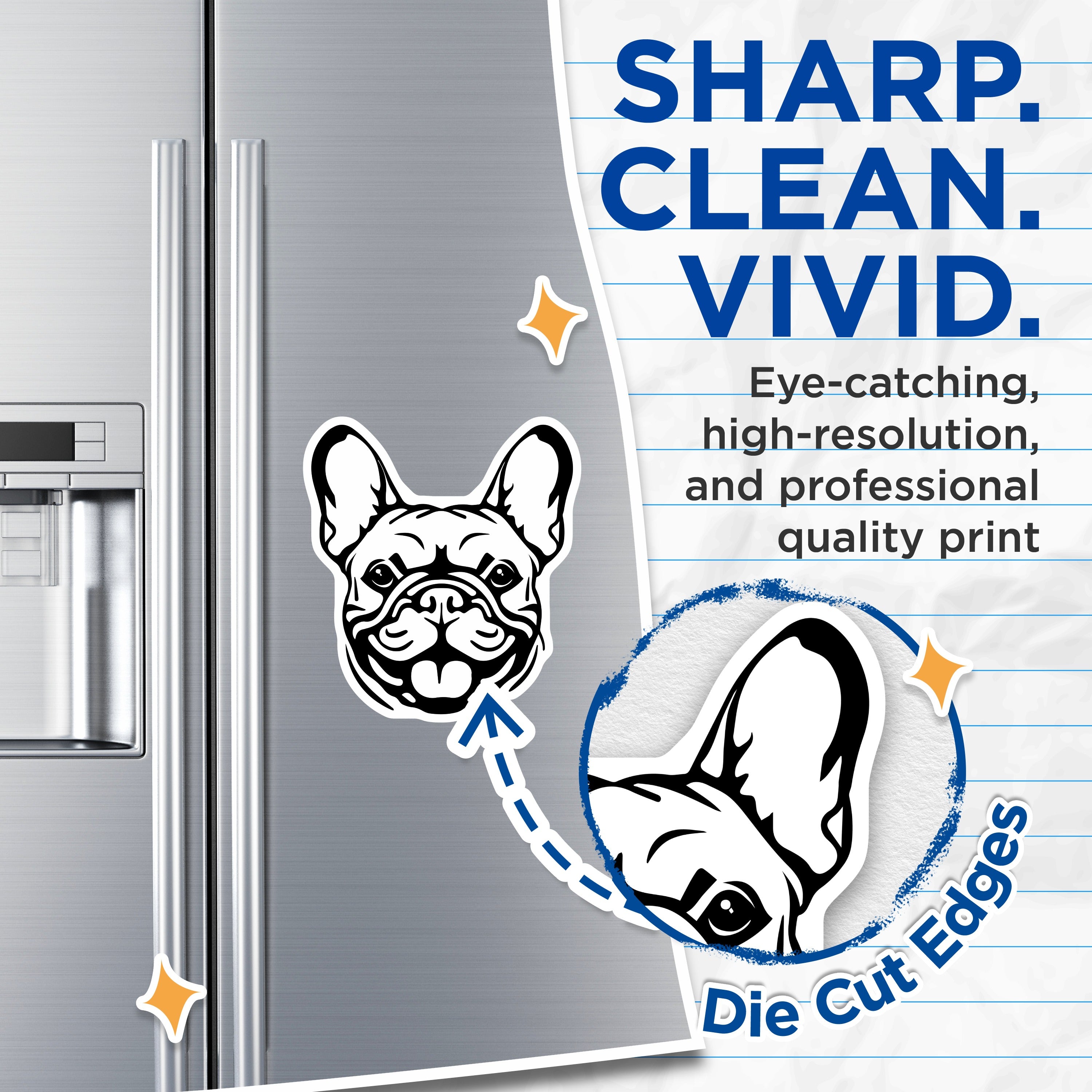 (2 Pack) French Bulldog Magnets - Frenchie Dog Decor - Pet Owner Refrigerator Art - 5 Inches On Longest Side - Thick Durable Magnet - Made in USA - MAG37233